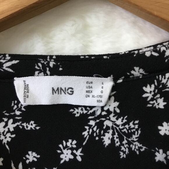 MNG Black Ruffle Cap Sleeve Floral Mini Dress - Picture 3 of 14